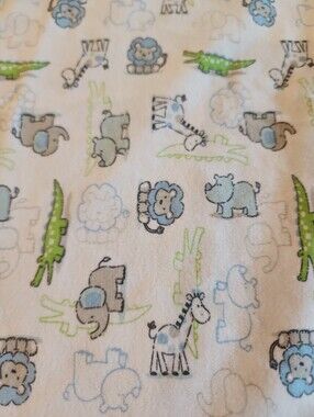 Little Me Baby Blanket Jungle Safari 100% Cotton White